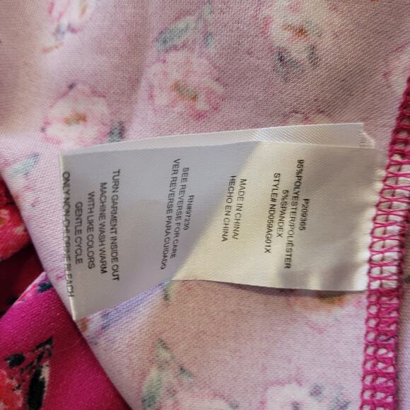 Madden NYC Pink Floral Mini Dress Sz 2X Scoop Back Built-In Bra Stretch Quietlux - Picture 9 of 10
